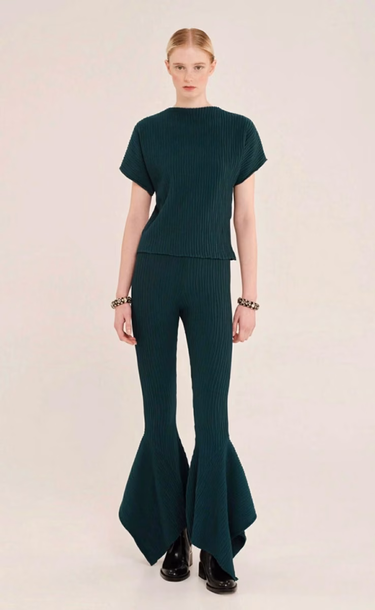 KNIT CROP TOP SOPHISTICATED TEAL