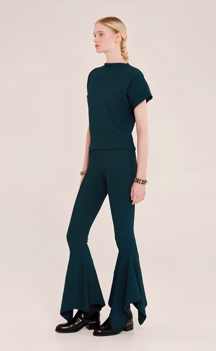 KNIT CROP TOP SOPHISTICATED TEAL