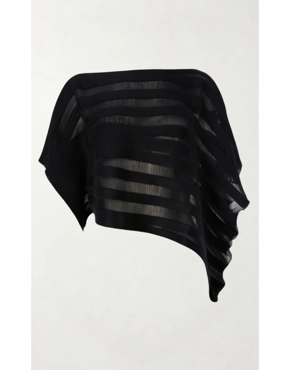 KNIT OVERSIZED ASYMMETRICAL TOP BLACK