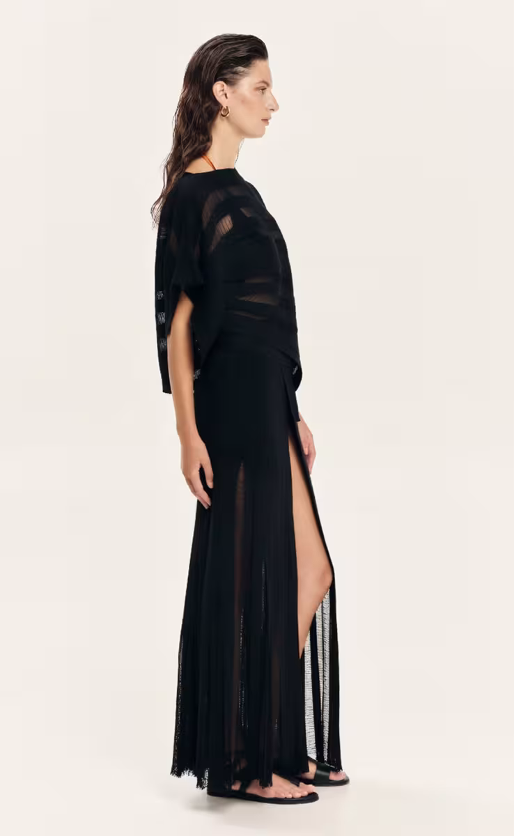KNIT OVERSIZED ASYMMETRICAL TOP BLACK