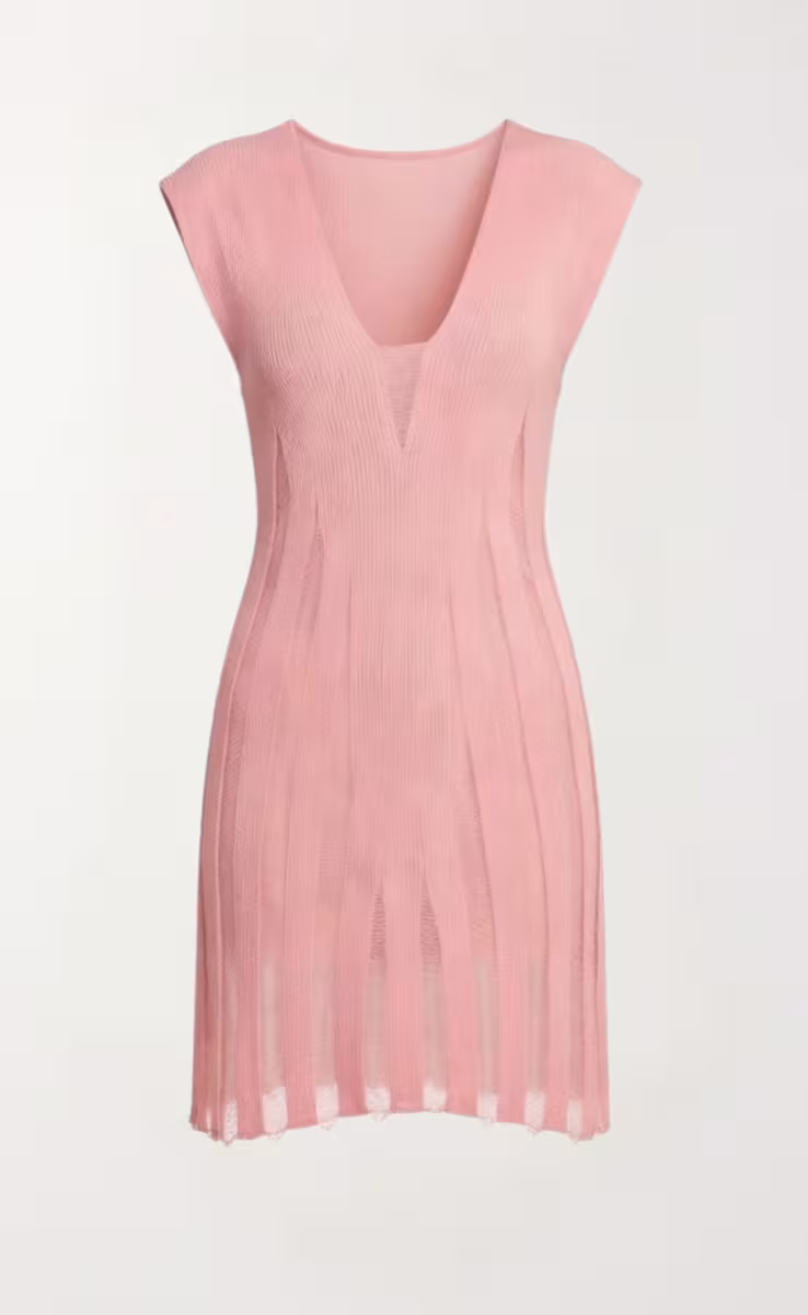 KNIT V-NECKLINE MINI DRESS SUMMER ROSE