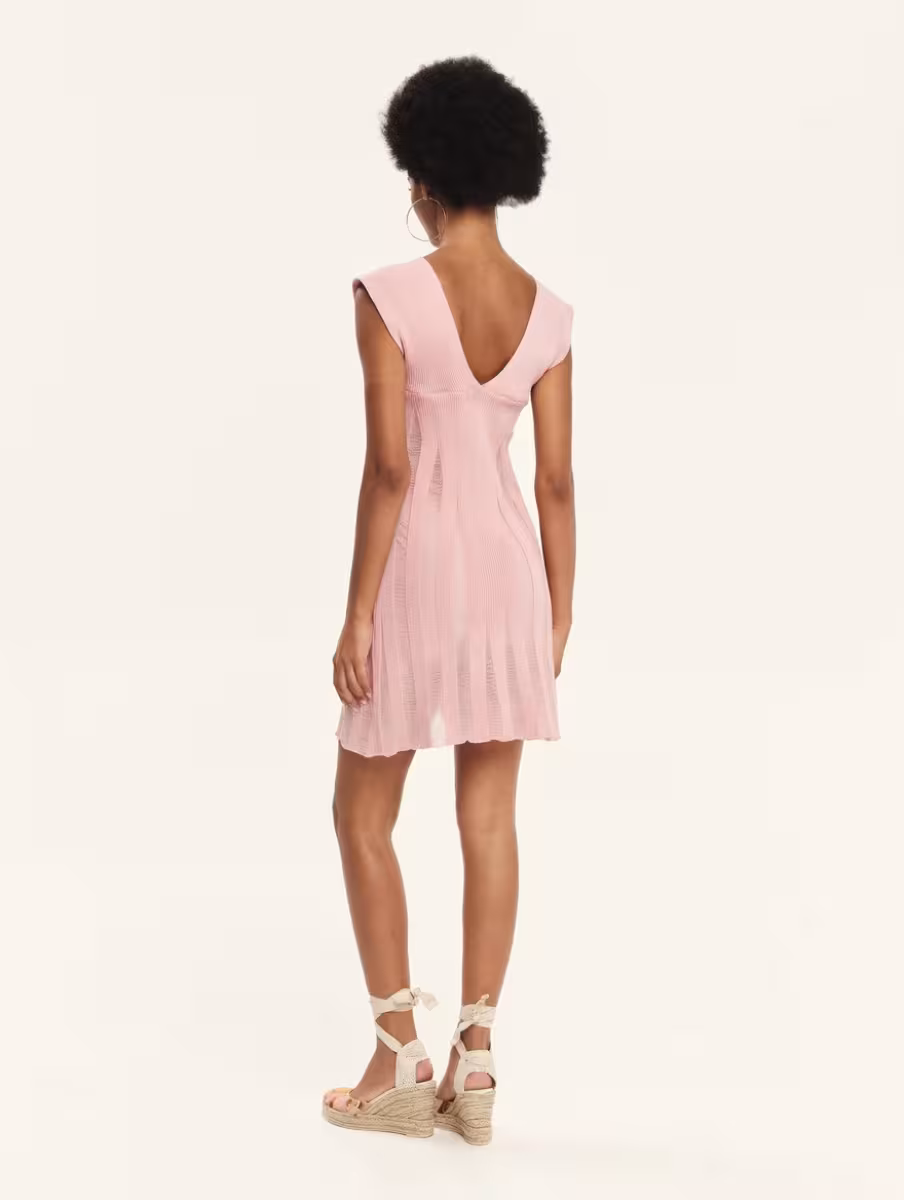 KNIT V-NECKLINE MINI DRESS SUMMER ROSE