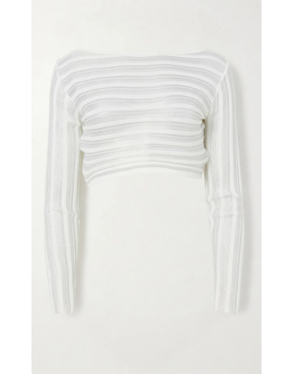 KNIT ARCHETYPES LONGSLEEVE CROP TOP WHITE