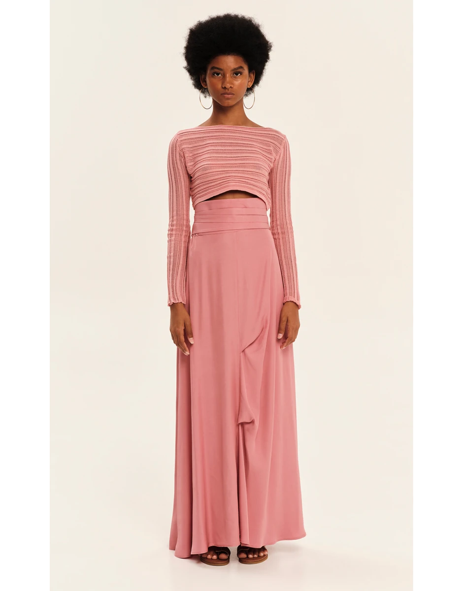 KNIT ARCHETYPES LONGSLEEVE CROP TOP SUMMER ROSE