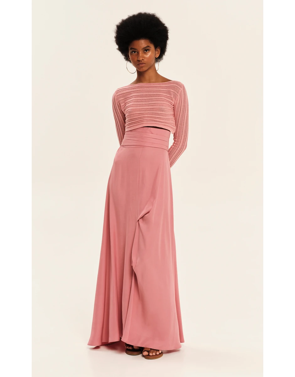 KNIT ARCHETYPES LONGSLEEVE CROP TOP SUMMER ROSE