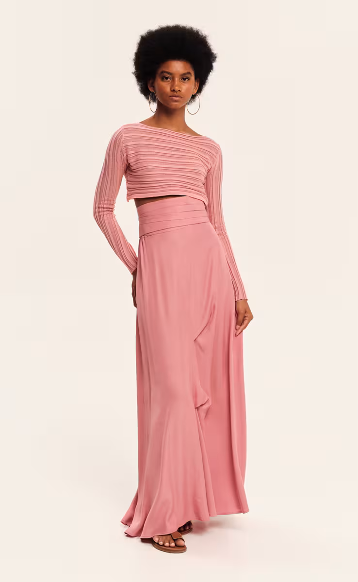 KNIT ARCHETYPES LONGSLEEVE CROP TOP SUMMER ROSE