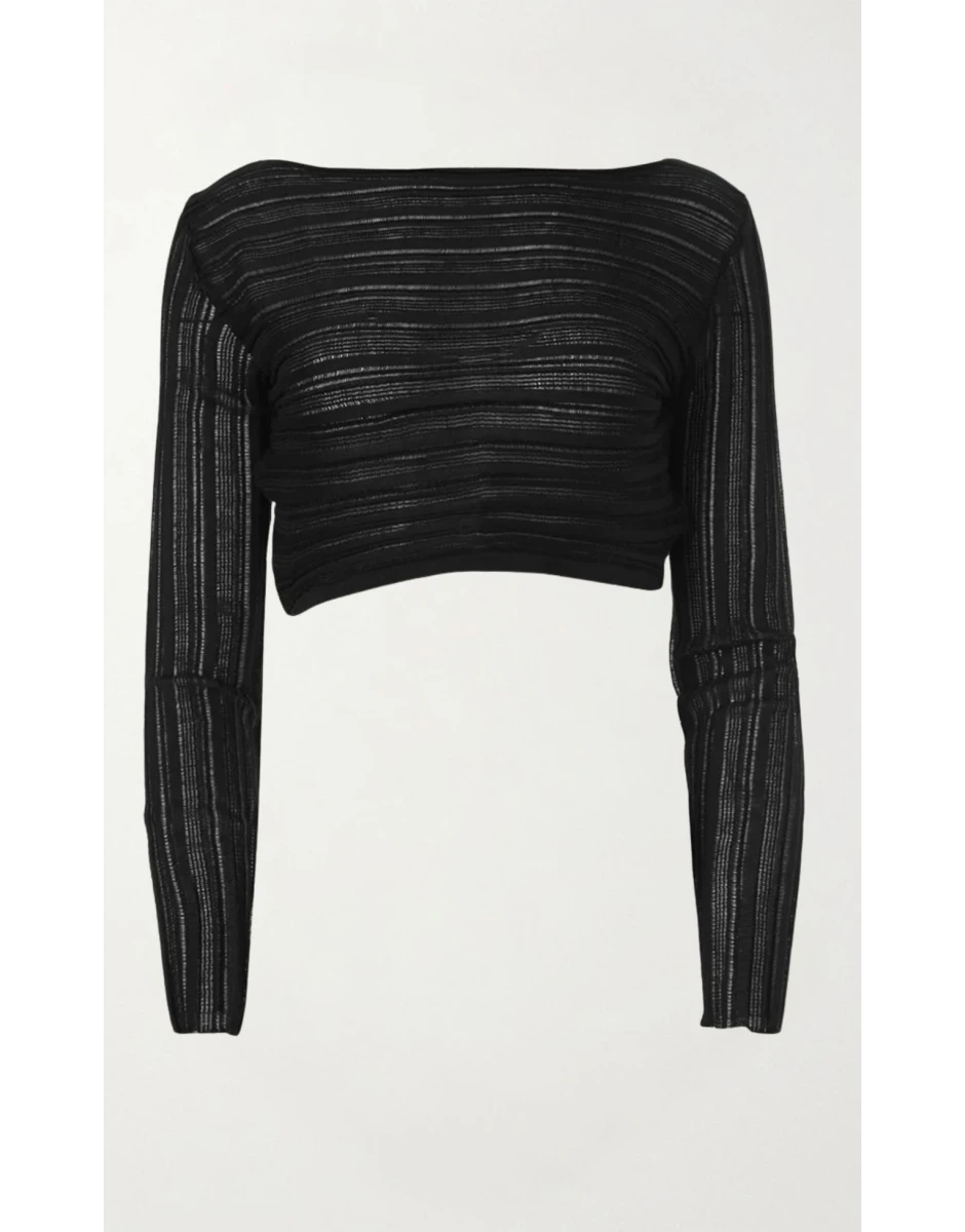 KNIT ARCHETYPES LONGSLEEVE CROP TOP BLACK