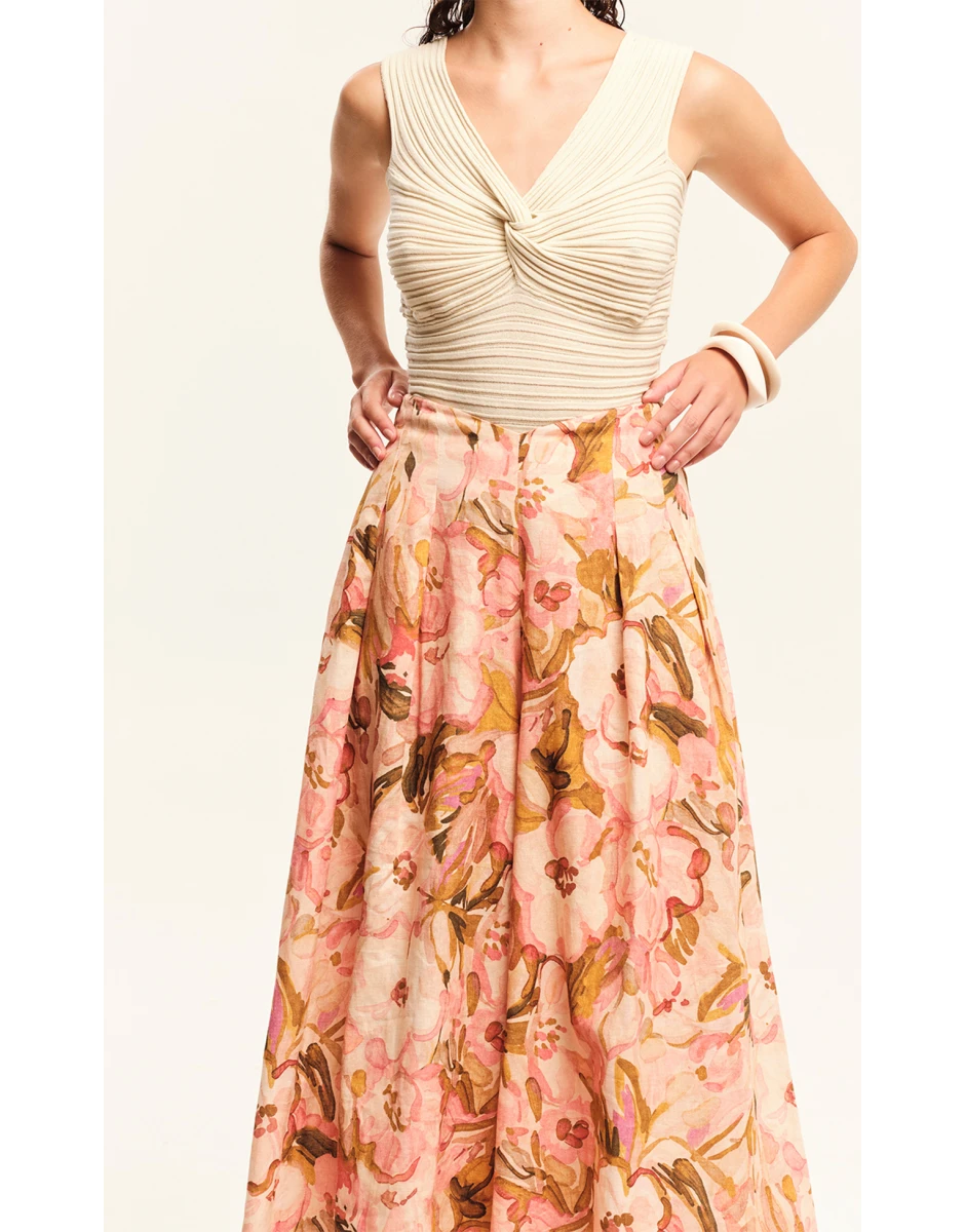 KNIT TOP WITH FRONT KNOT ECRU