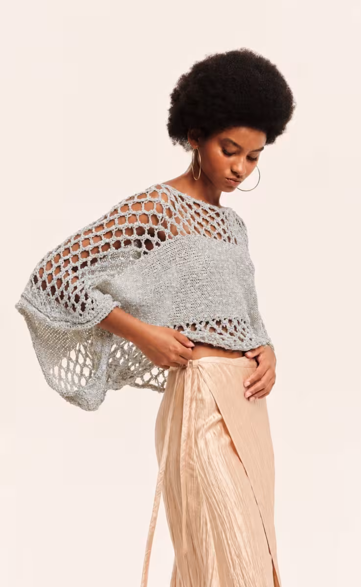 KNIT LONGSLEEVE TOP SILVER HORIZON CIEL