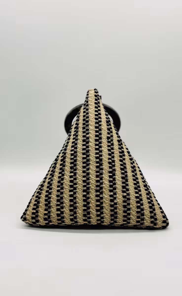 TEA BAG RAFFIA STRIPES BLACK