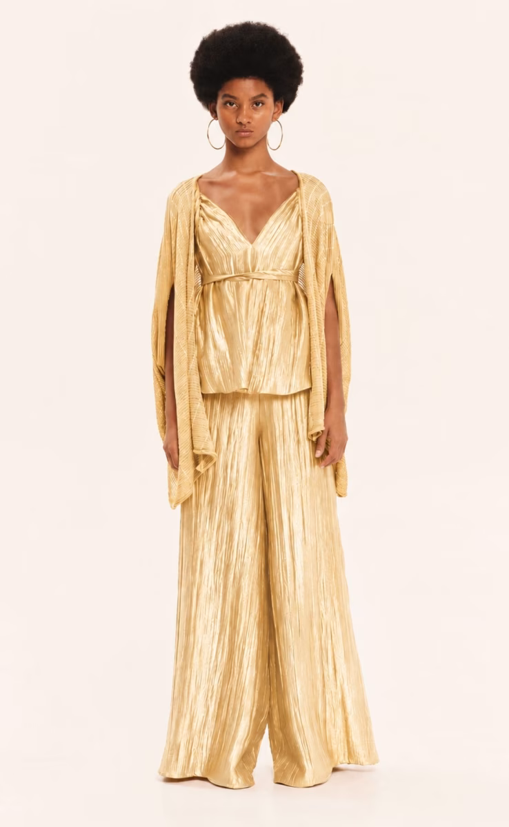 TOP WITH V-NECKLINE & TIES GOLDEN SUN