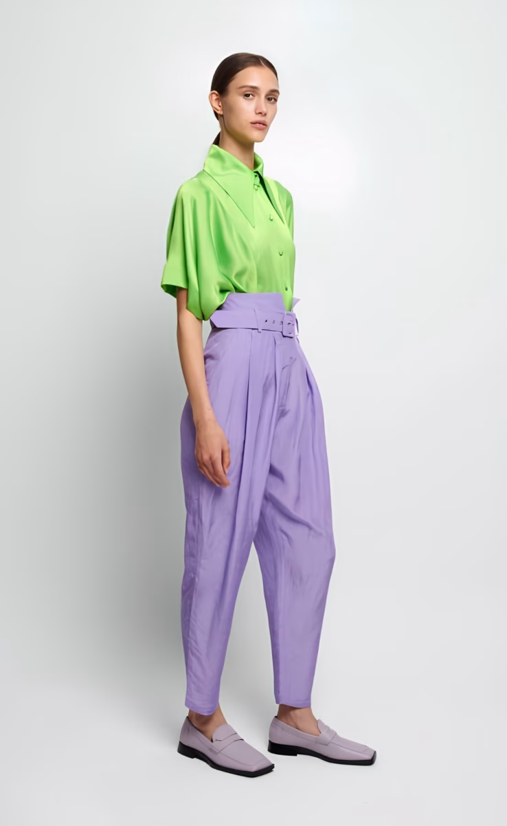 TROUSERS IN PLEATS LILA