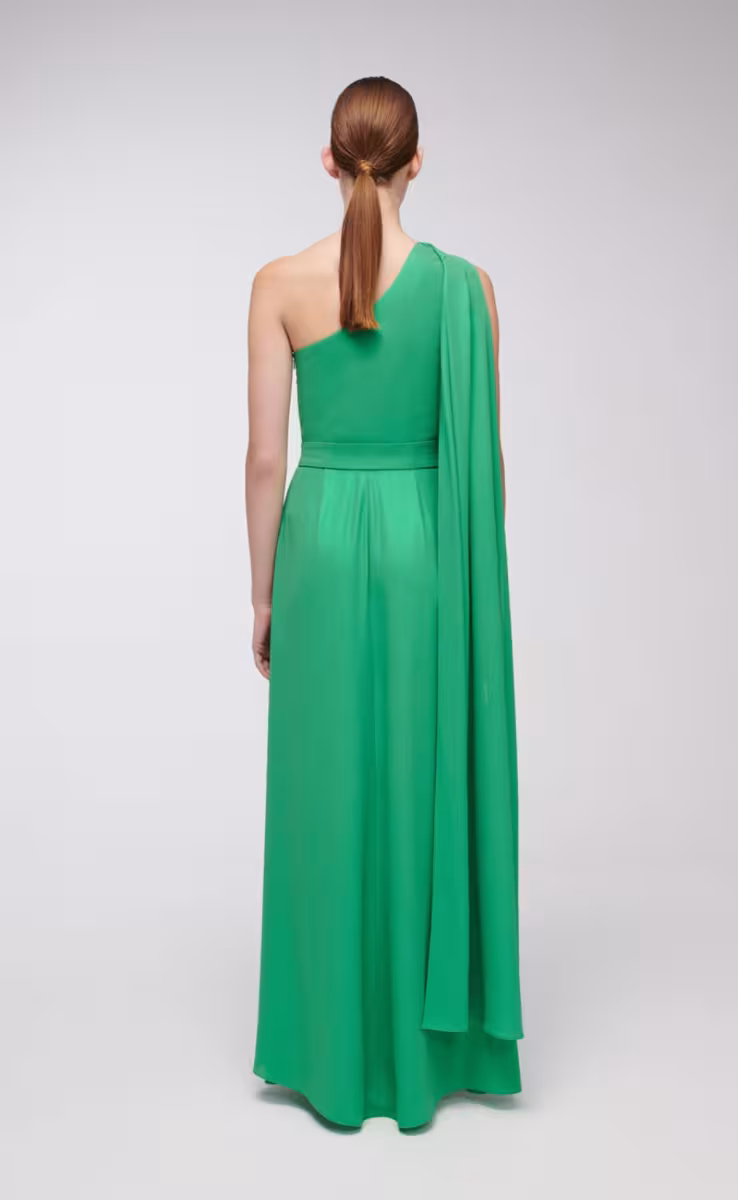 LAYERED ONESHOULDER DRESS GREEN