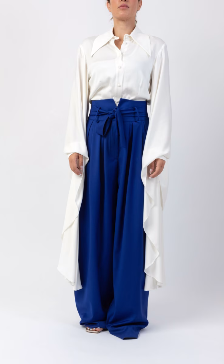 TROUSERS IN PLEATS BLUE