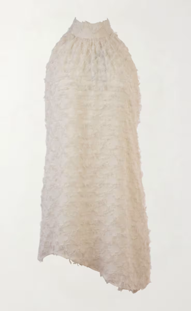 HALTERNECK FRINGES DRESS OFF WHITE
