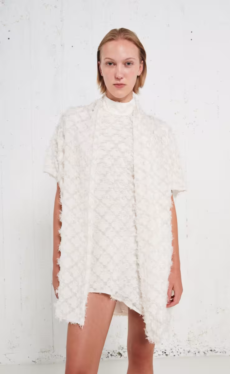 HALTERNECK FRINGES DRESS OFF WHITE