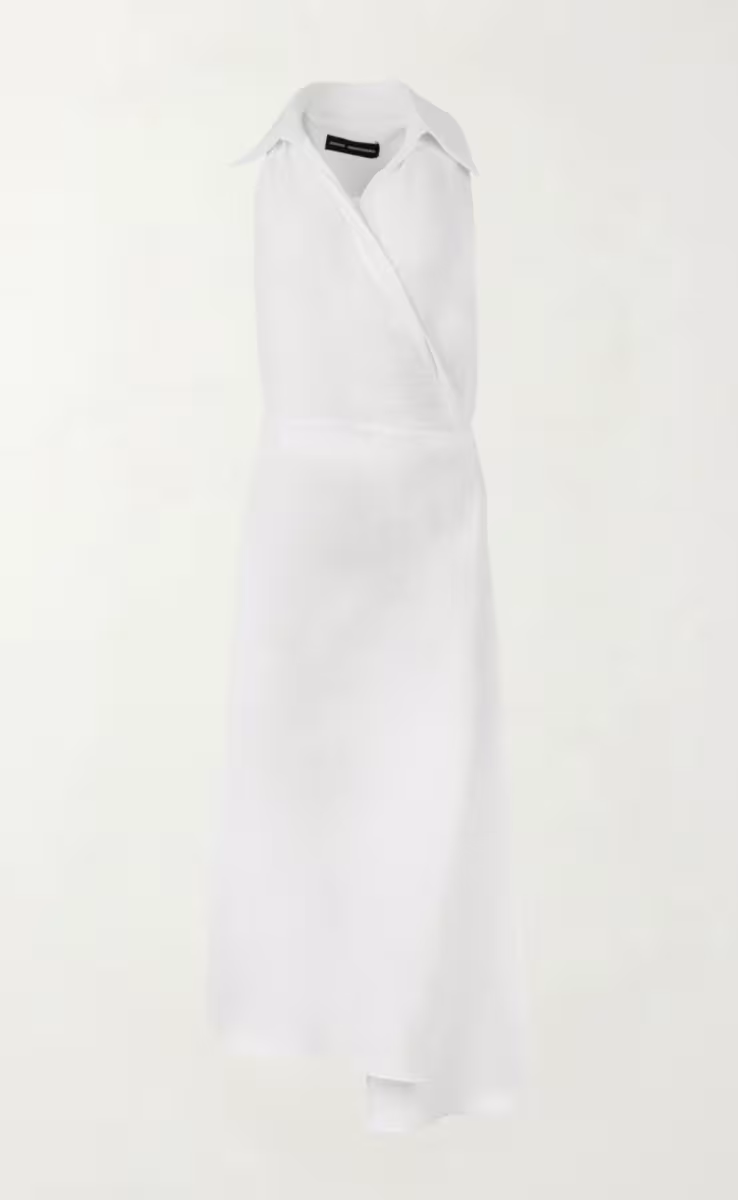 WRAP OVER MIDI DRESS WHITE