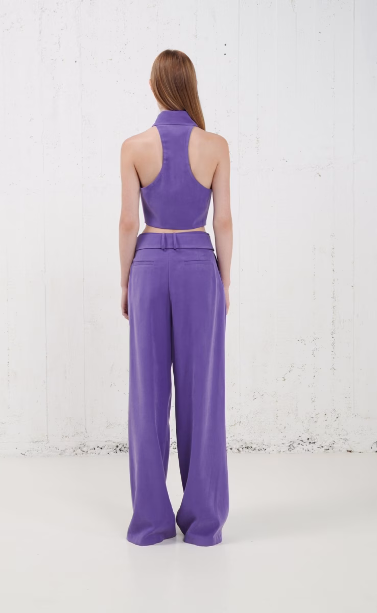 WIDE TROUSERS IN PLEATS PETROL