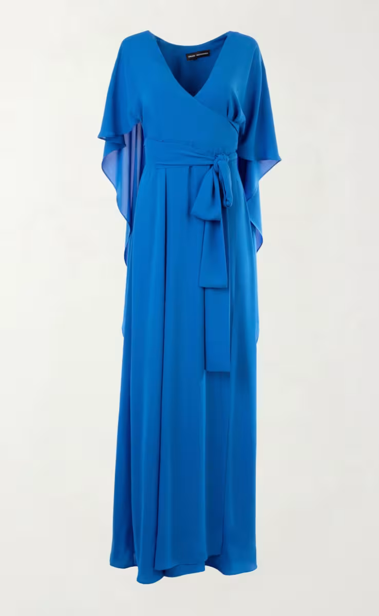 CAPE WRAP DRESS BLUE