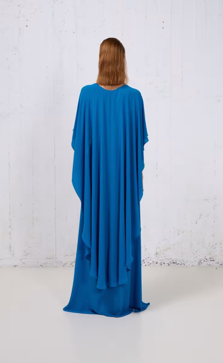 CAPE WRAP DRESS BLUE