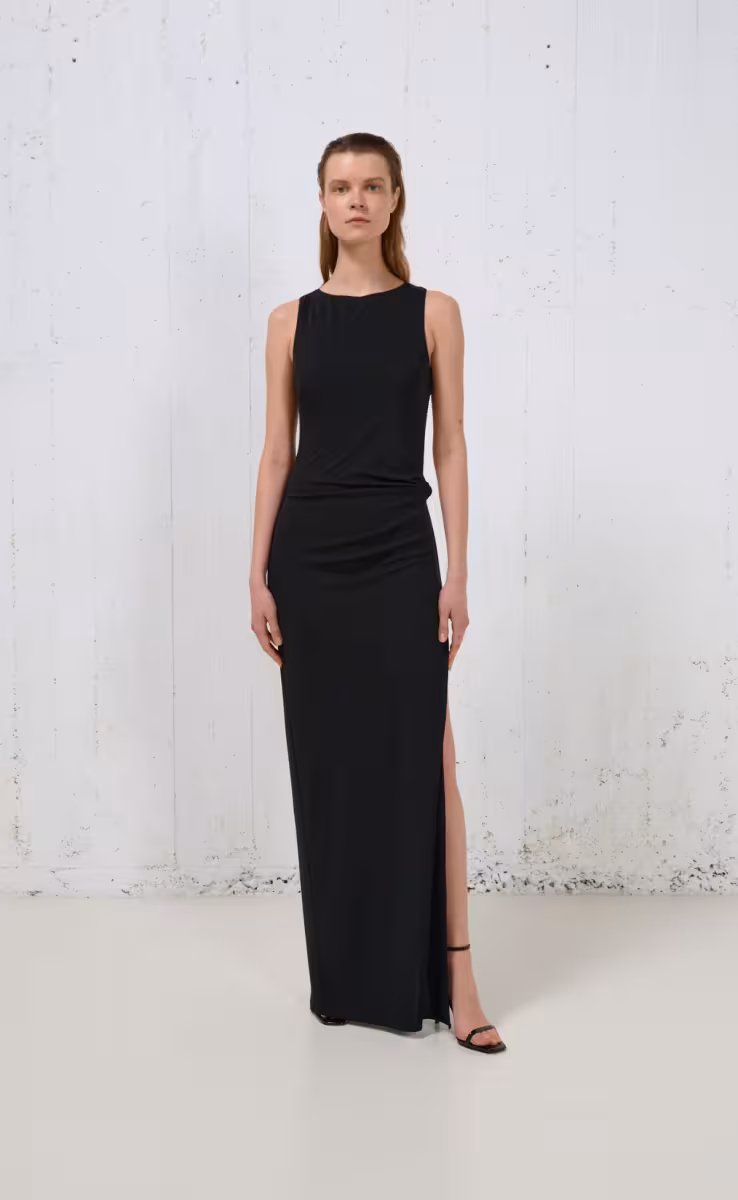 LONG HIGH SLIT DRESS BLACK