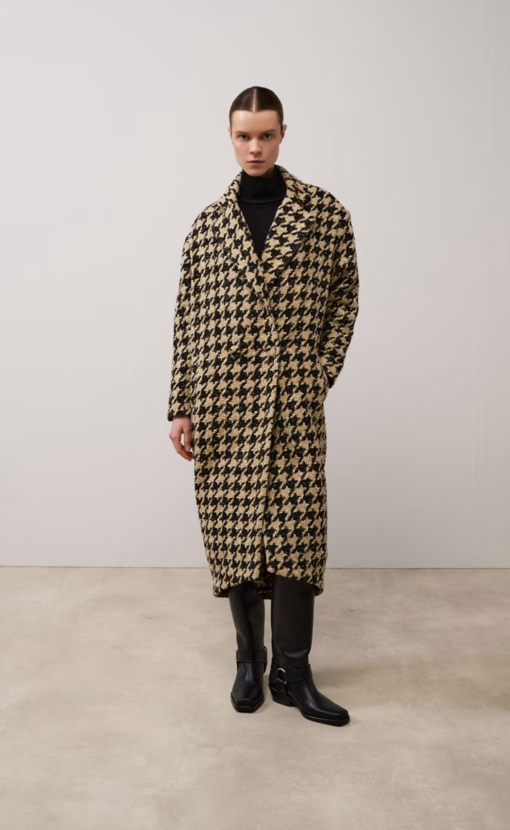 OVERSIZED COAT BEIGE BLACK
