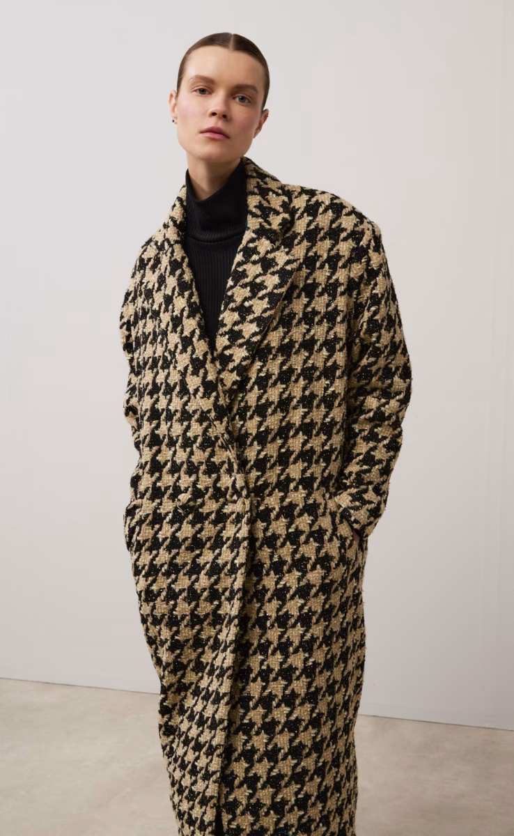 OVERSIZED COAT BEIGE BLACK