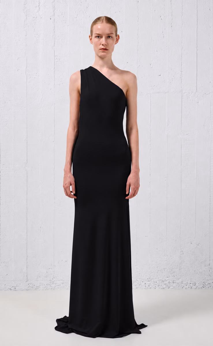 ONE SHOULDER BODYCON DRESS BLACK