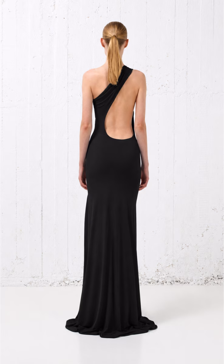 ONE SHOULDER BODYCON DRESS BLACK