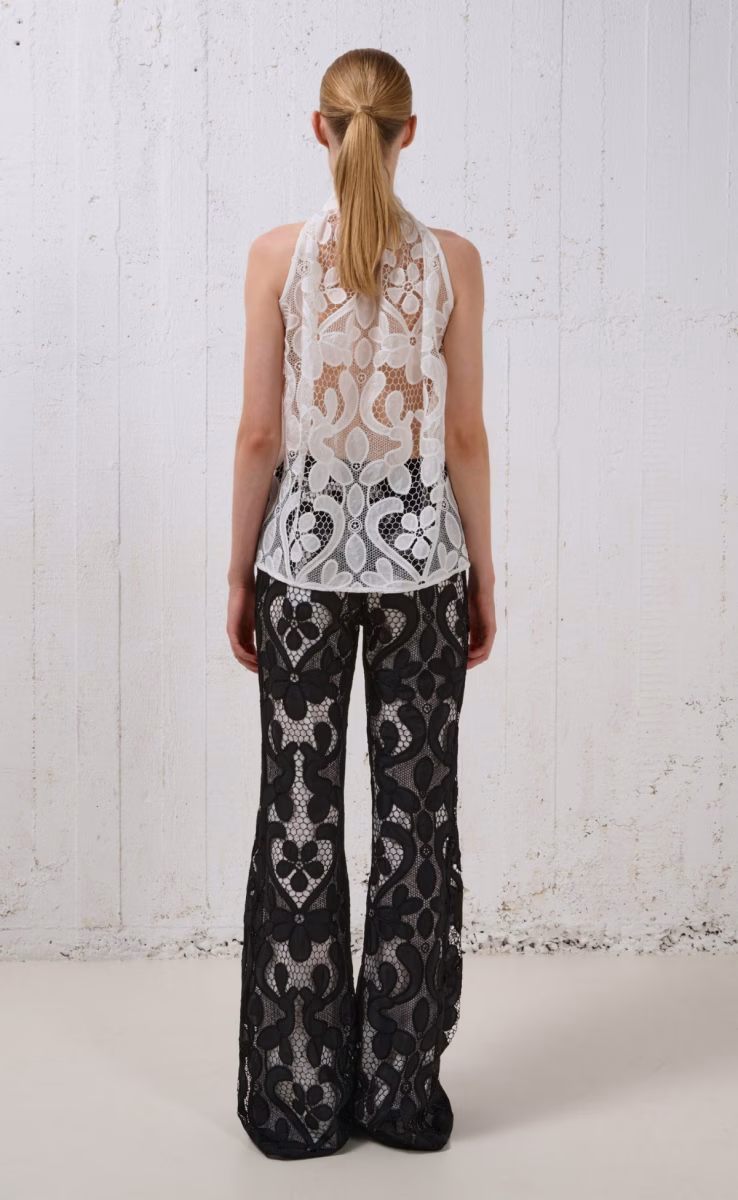 LACE FLARE TROUSERS BLACK