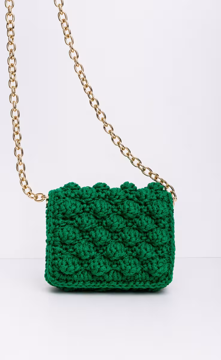 BUBBLES SMALL EMERALD W GOLD METALLIC CHAIN