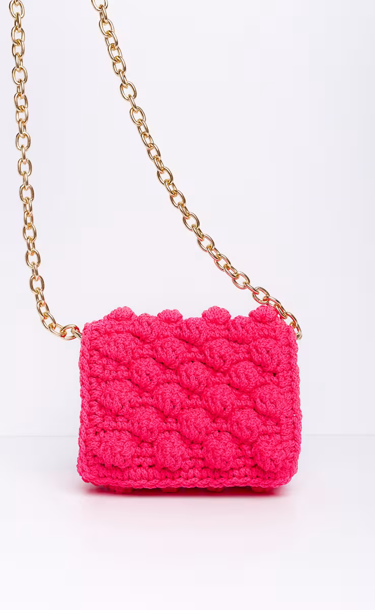 BUBBLES SMALL FUCSHIA W GOLD METALLIC CHAIN