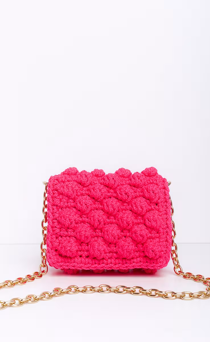 BUBBLES SMALL FUCSHIA W GOLD METALLIC CHAIN