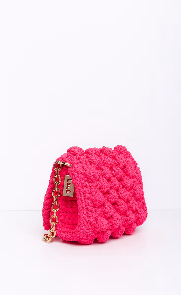 BUBBLES SMALL FUCSHIA W GOLD METALLIC CHAIN