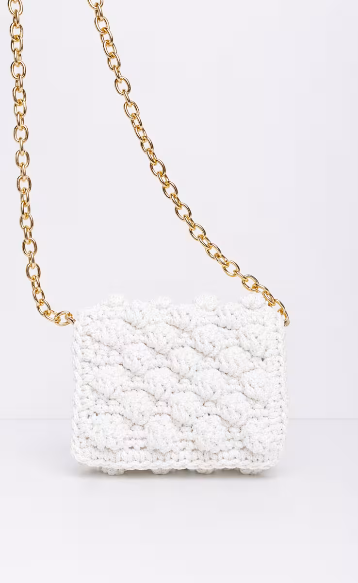 BUBBLES SMALL WHITE W GOLD METALLIC CHAIN