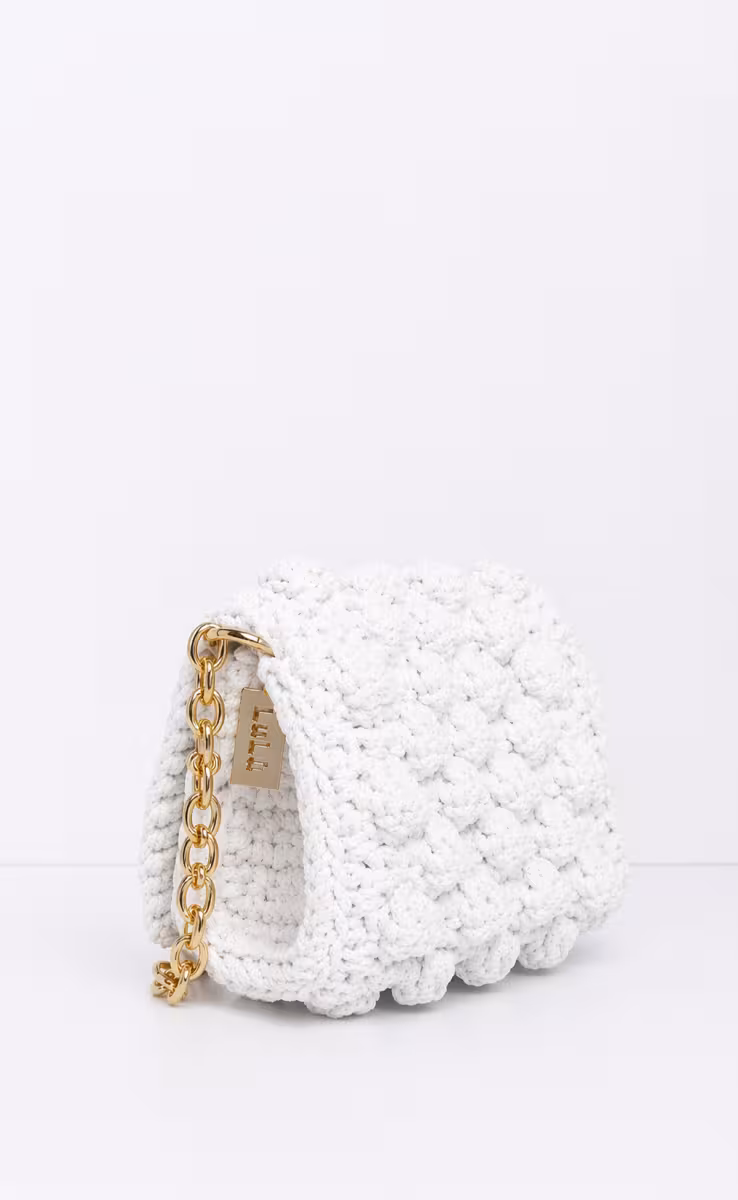 BUBBLES SMALL WHITE W GOLD METALLIC CHAIN