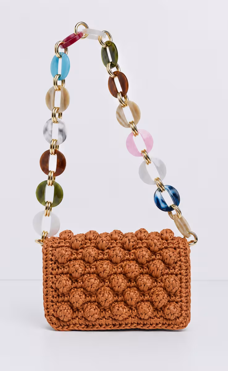 BUBBLES SMALL RAFFIA COPPER W MULTI CHAIN
