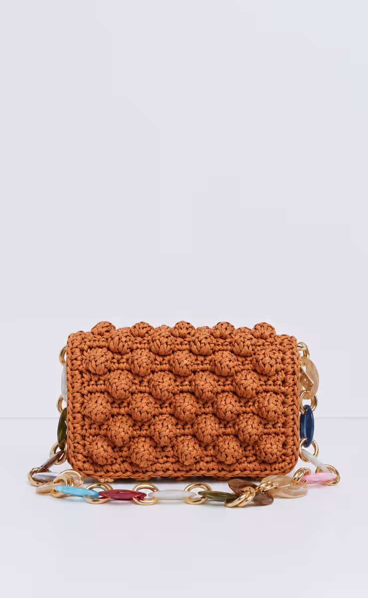 BUBBLES SMALL RAFFIA COPPER W MULTI CHAIN