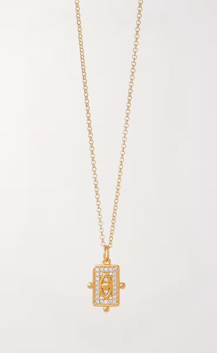 MINI TAG PAVE EYE THIN CHAIN NECKLACE