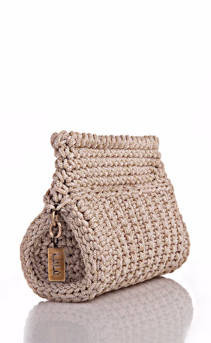 300 BARREL BAG OFF WHITE W METALLIC CHAIN
