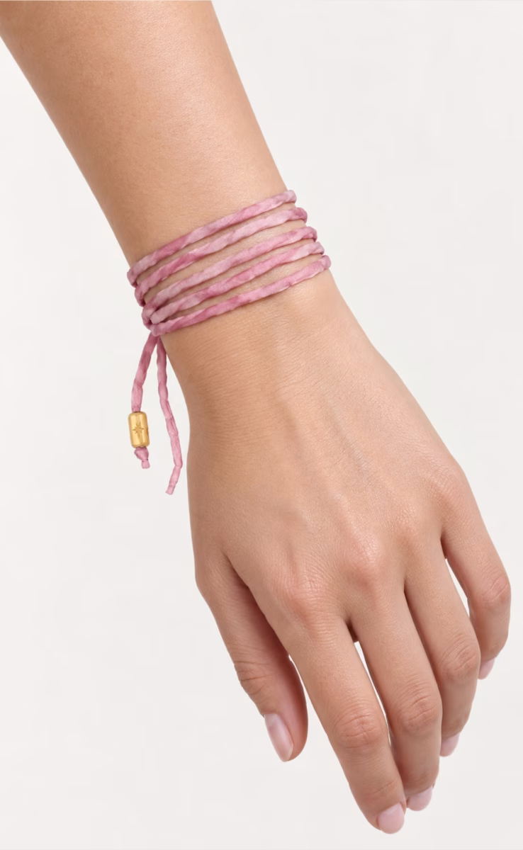 SILK CORD BLISS CHARM BRAC/NECK PINK