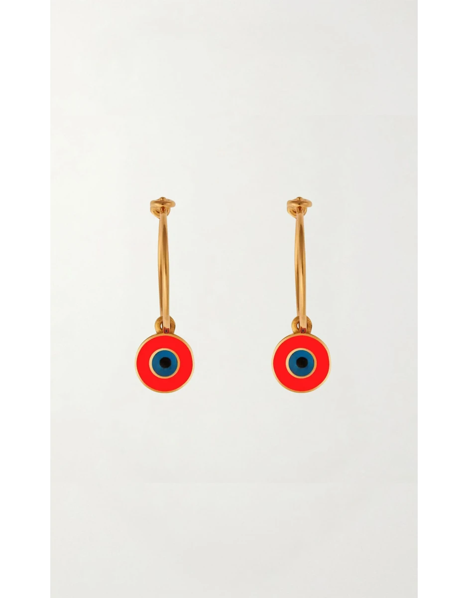 NEON ORANGE ENAMEL EYE SLIM HOOPS