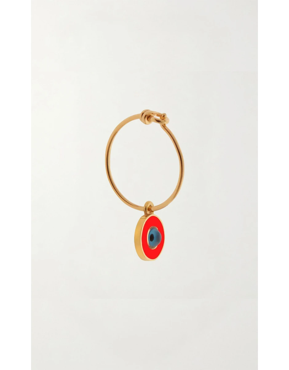 NEON ORANGE ENAMEL EYE SLIM HOOPS