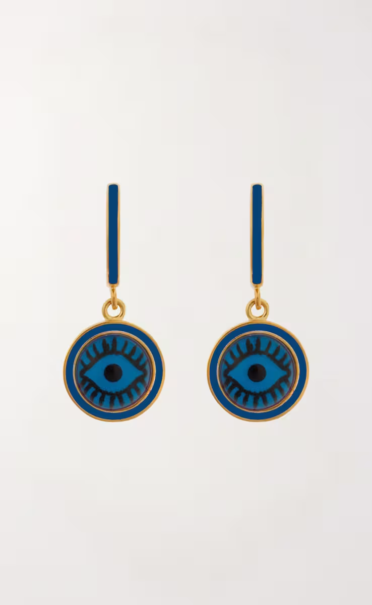 NEON BLUE EVIL EYE HOOPS