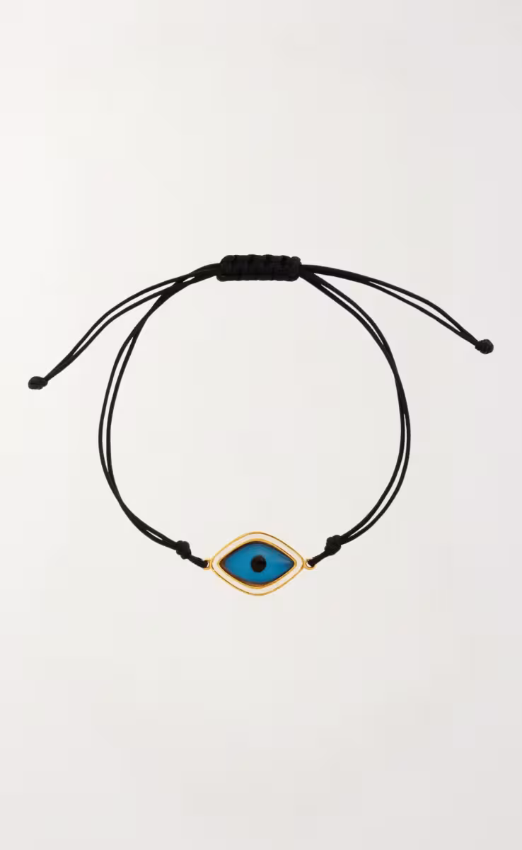 WHITE ENAMEL OVAL EYE CORD BRACELET