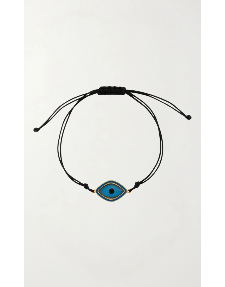BLUE ENAMEL OVAL EYE CORD BRACELET