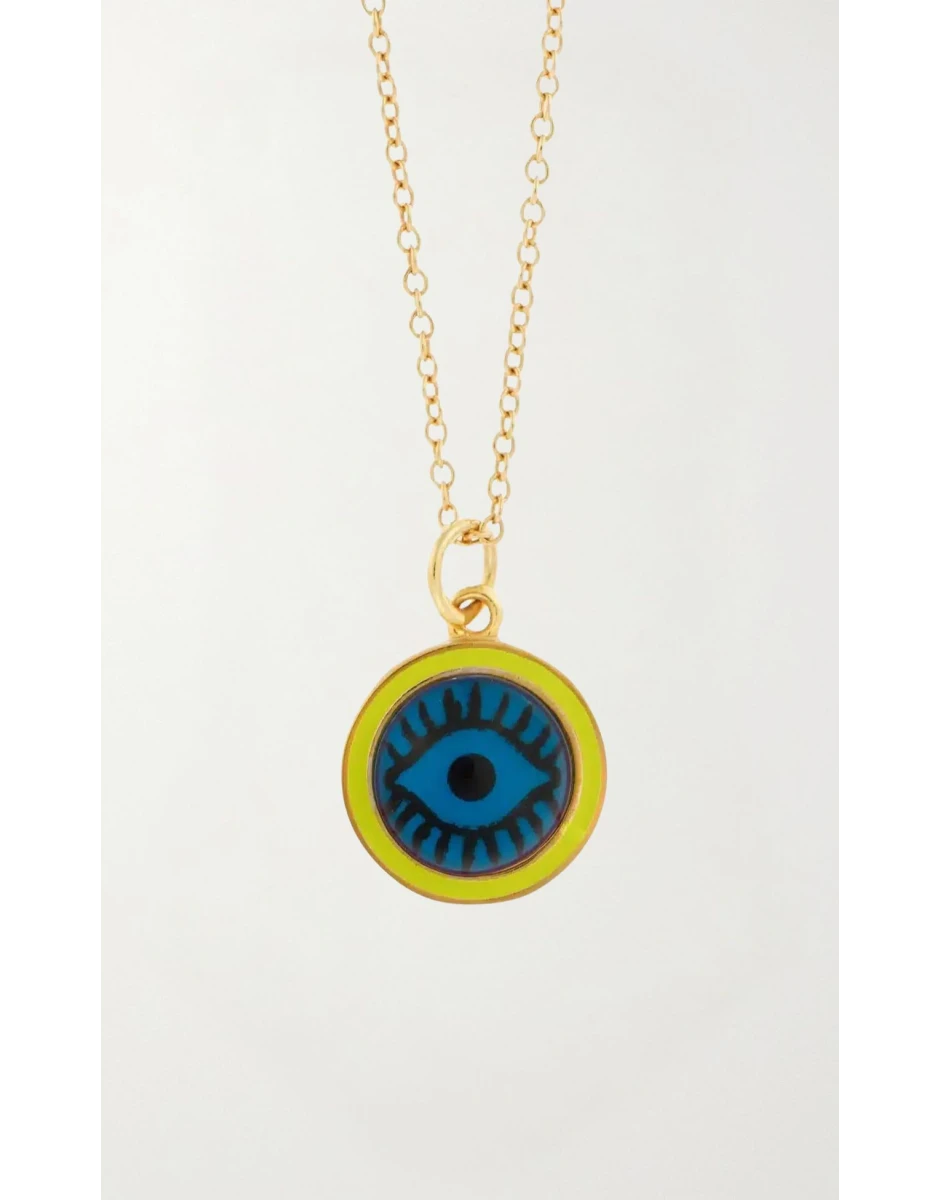 YELLOW ENAMEL EVIL EYE PENDANT