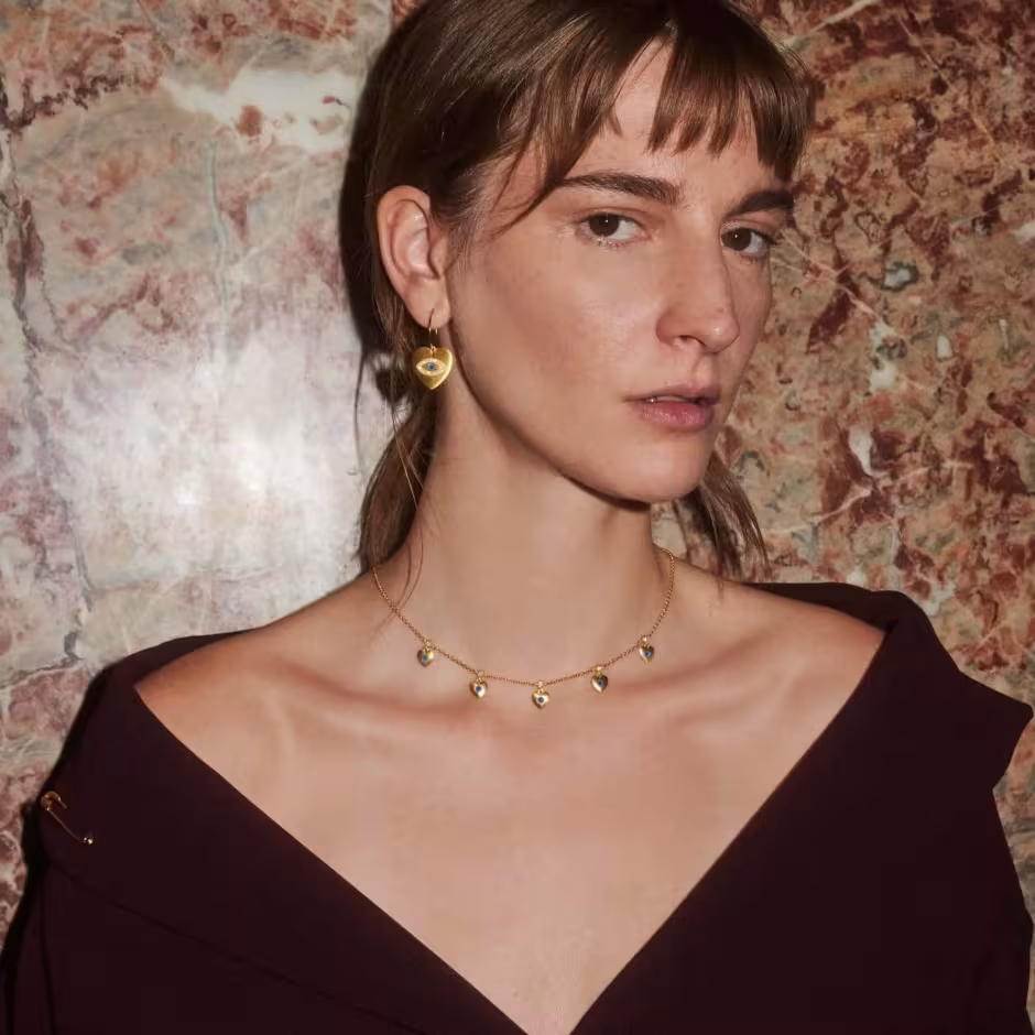 LOVE HEART MULTI EYE NECKLACE