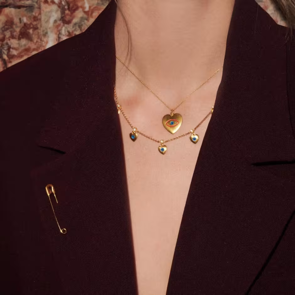 LOVE HEART MULTI EYE NECKLACE