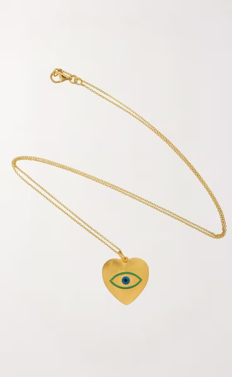 LOVE HEART GREEN BLUE EYE PENDANT L